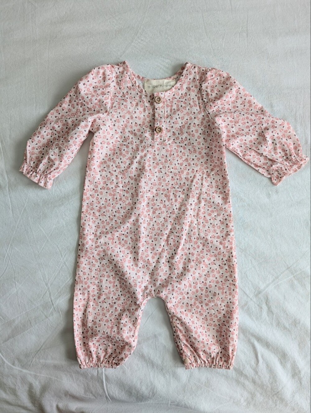 Mabel + Honey Baby Girl Pink Floral Romper 9M